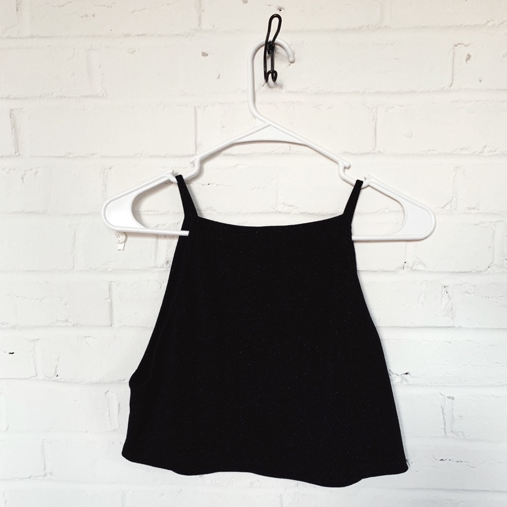 COPY - Glimmery black halterneck crop top